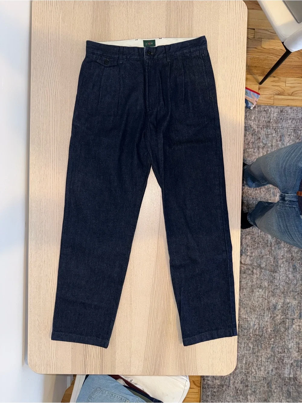 J. Crew Men's Pleated Dark Indigo Jeans (Never Worn)